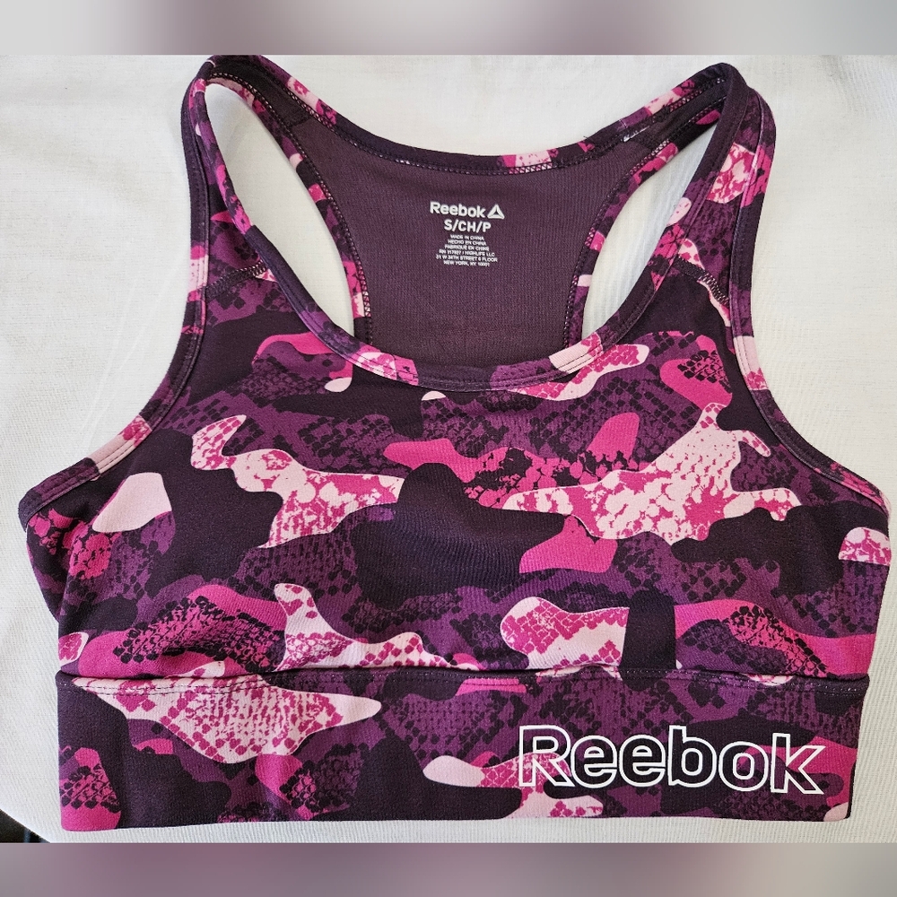 Reebok Women's Essential Print Sports Bra with Back Pocket